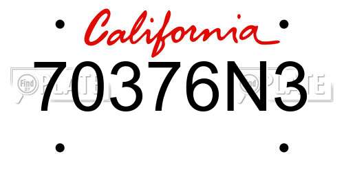 70376N3 California License Plate