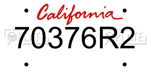 70376R2 California License Plate