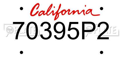 70395P2 California License Plate