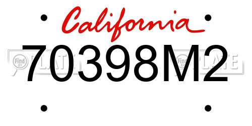 70398M2 California License Plate