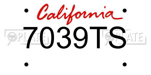7039TS California License Plate