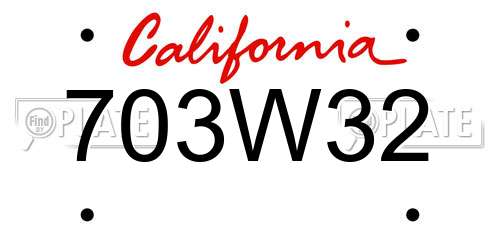 703W32 California License Plate