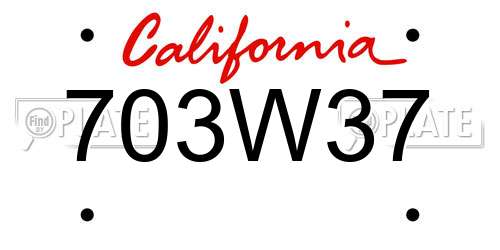 703W37 California License Plate