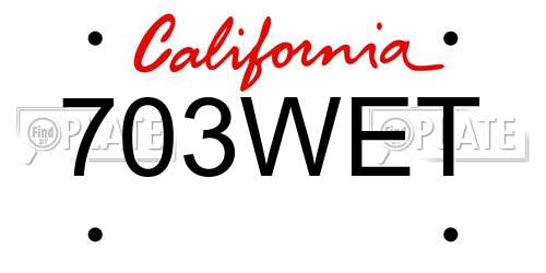 703WET California License Plate