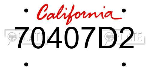 70407D2 California License Plate