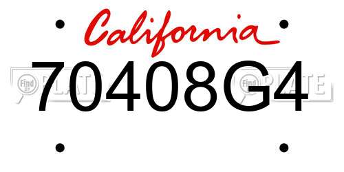 70408G4 California License Plate