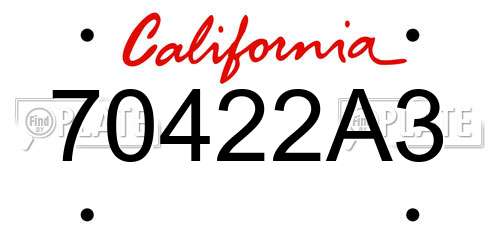 70422A3 California License Plate
