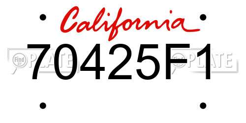70425F1 California License Plate