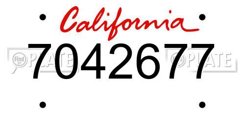 7042677 California License Plate
