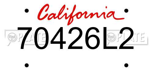 70426L2 California License Plate