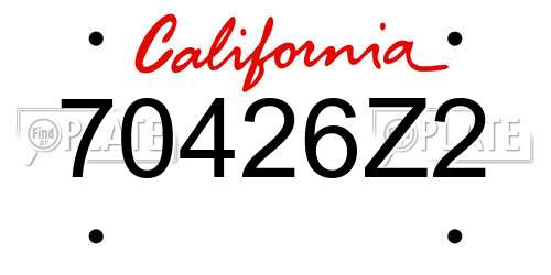 70426Z2 California License Plate