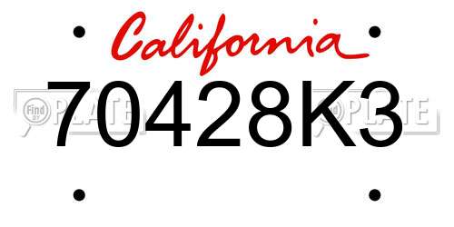 70428K3 California License Plate