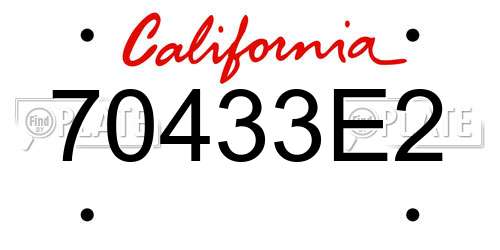 70433E2 California License Plate