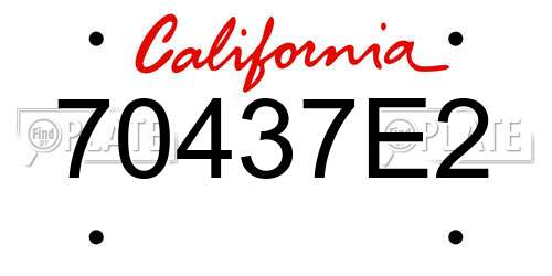 70437E2 California License Plate