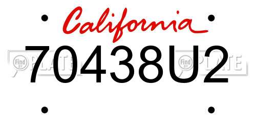 70438U2 California License Plate