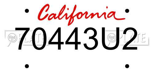70443U2 California License Plate