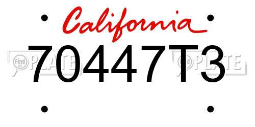 70447T3 California License Plate