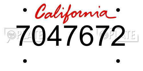 7047672 California License Plate