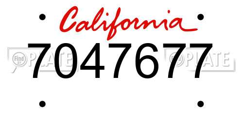 7047677 California License Plate