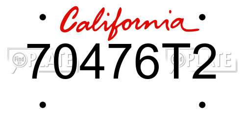 70476T2 California License Plate