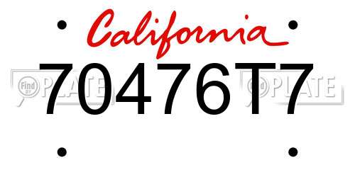 70476T7 California License Plate