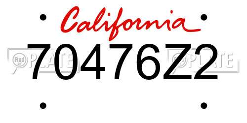 70476Z2 California License Plate