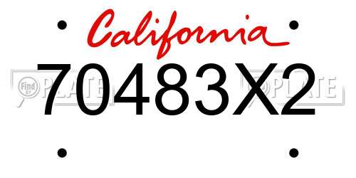 70483X2 California License Plate