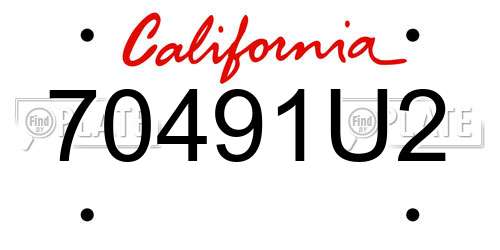 70491U2 California License Plate
