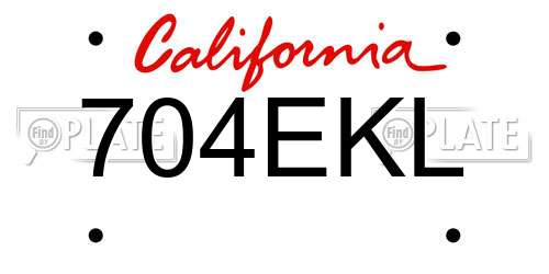 704EKL California License Plate