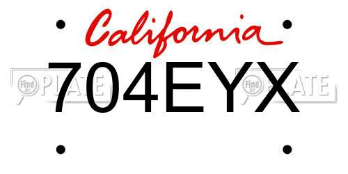 704EYX California License Plate