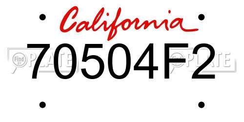 70504F2 California License Plate