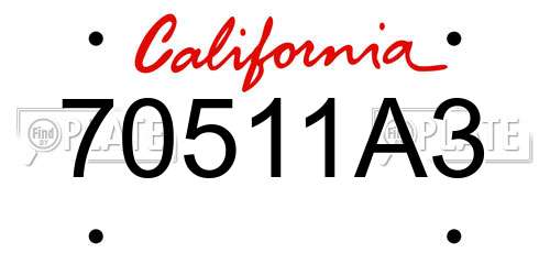 70511A3 California License Plate