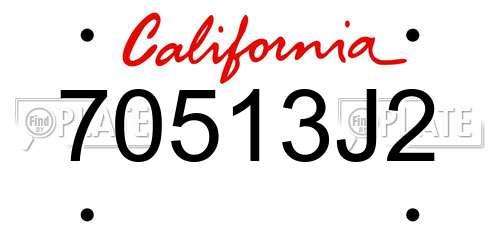 70513J2 California License Plate