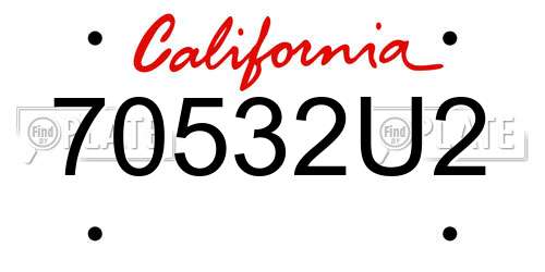 70532U2 California License Plate
