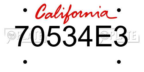 70534E3 California License Plate