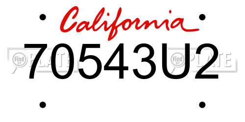 70543U2 California License Plate