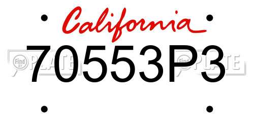 70553P3 California License Plate
