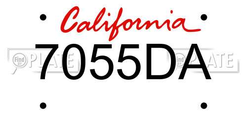 7055DA California License Plate