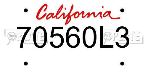 70560L3 California License Plate