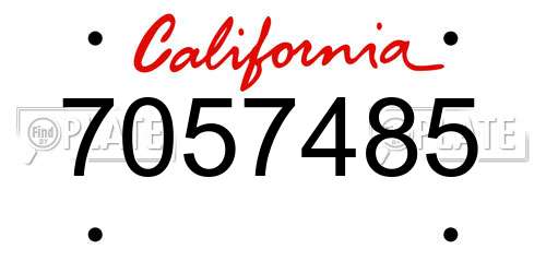 7057485 California License Plate