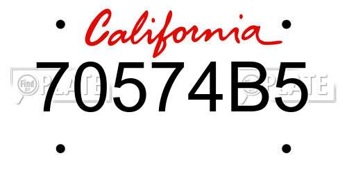 70574B5 California License Plate
