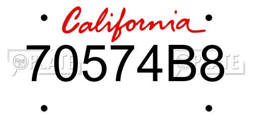 70574B8 California License Plate