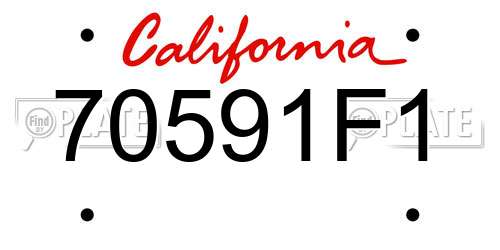 70591F1 California License Plate