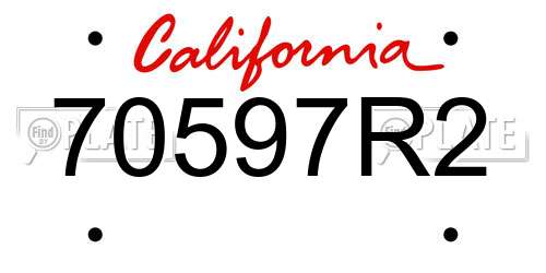 70597R2 California License Plate