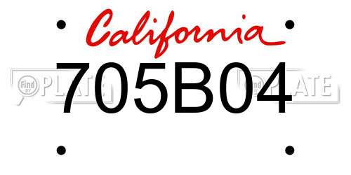 705B04 California License Plate