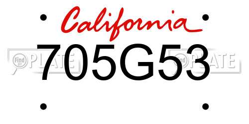 705G53 California License Plate