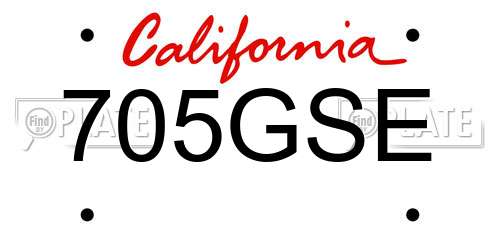 705GSE California License Plate