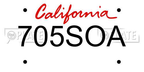 705SOA California License Plate