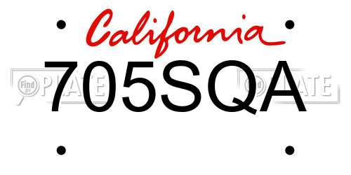 705SQA California License Plate