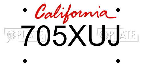 705XUJ California License Plate